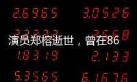 演员郑榕逝世，曾在86版电视剧《西游记》中扮演太上老君
